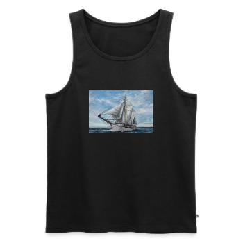 Ocean View: The Beauty of the Sea and Boats - Men's Premium Organic Tank Top - black - Front - AI Model Male 178 light (178cm)