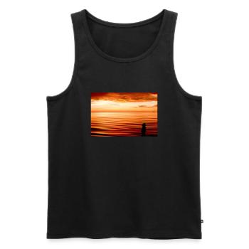 silhouette sur la plage au coucher de soleil - Débardeur bio Premium Homme - noir - Devant - Michal (187cm)