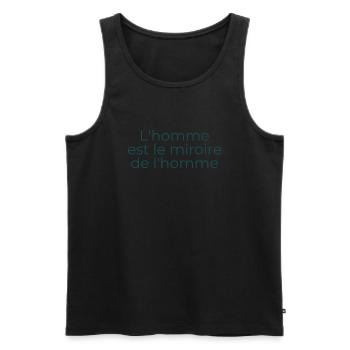L'homme est le miroire de l'homme - Débardeur bio Premium Homme - noir - Devant - AI Model Male 178 light (178cm)