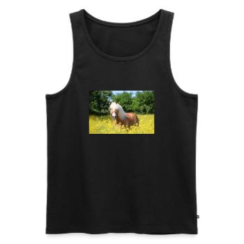 Haflinger in rapeseed - Men's Premium Organic Tank Top - black - Front - AI Model Male 178 light (178cm)