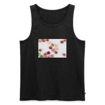 colorful buttons - Men's Premium Organic Tank Top - black - Front - AI Model Male 178 light (178cm)