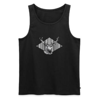 Hirsch - Männer Premium Bio Tank Top - Schwarz - Vorne - Michal (187cm)