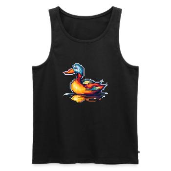 8 bit pixel duck swimming in the water - Men's Premium Organic Tank Top - black - Front - AI Model Male 178 light (178cm)