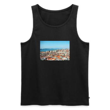 Red Roofs Lisbon - Men's Premium Organic Tank Top - black - Front - AI Model Male 178 light (178cm)