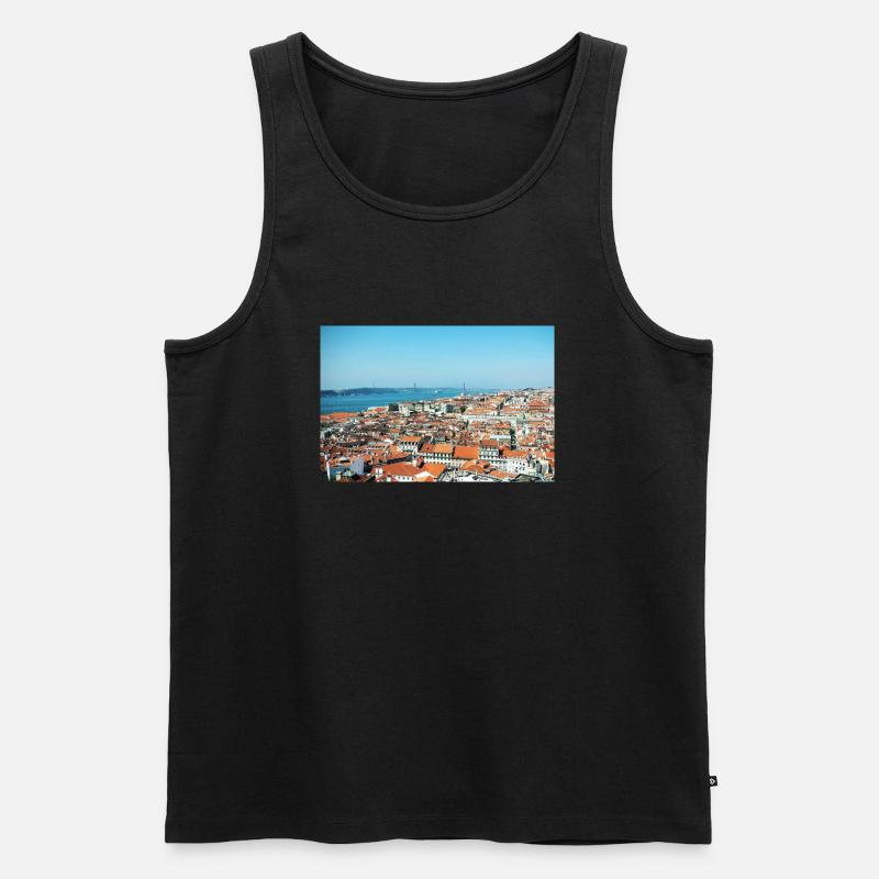 Rote Dächer Lissabon - Männer Premium Bio Tank Top - Schwarz