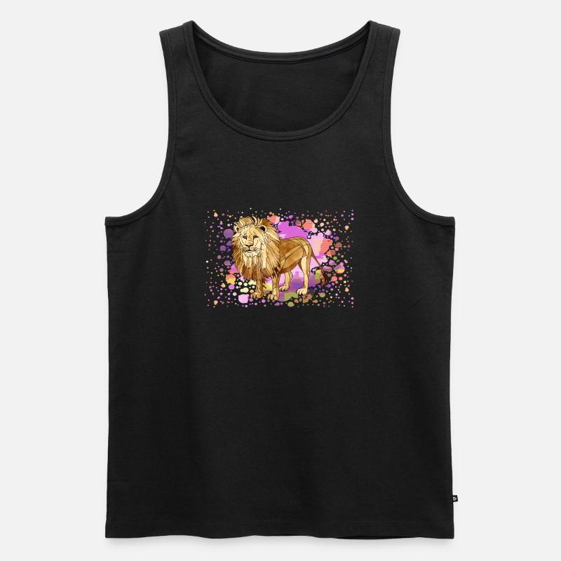 Löwe - Männer Premium Bio Tank Top - Schwarz