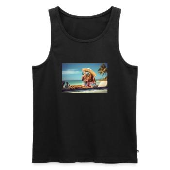 Cooler Magyar Vizsla mit Sonnenbrille - Männer Premium Bio Tank Top - Schwarz - Vorne - AI Model Male 178 light (178cm)