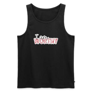 Positive Affirmation - i am worthy - Débardeur bio Premium Homme - noir - Devant - AI Model Male 178 light (178cm)