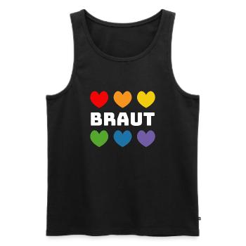 Regenbogenherzchen Braut weiss - Männer Premium Bio Tank Top - Schwarz - Vorne - Michal (187cm)