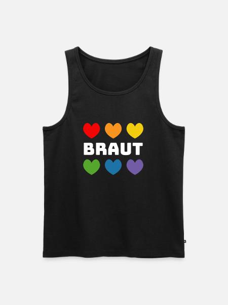 Regenbogenherzchen Braut weiss - Männer Premium Bio Tank Top - Schwarz