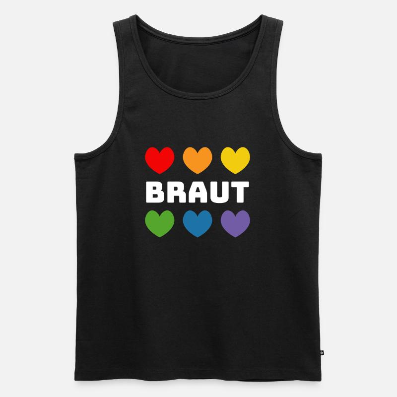 Regenbogenherzchen Braut weiss - Männer Premium Bio Tank Top - Schwarz
