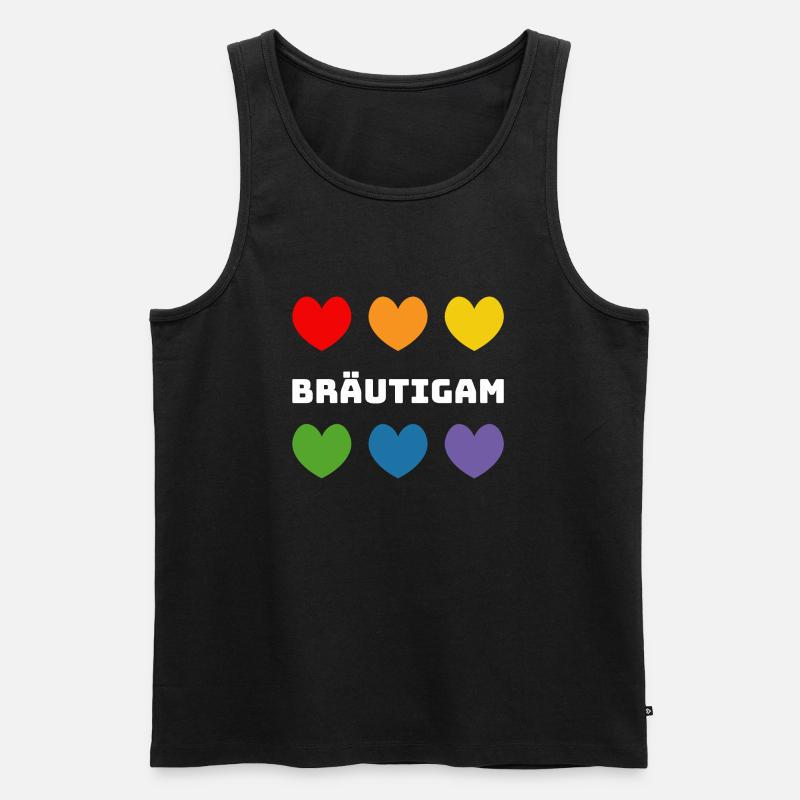 Regenbogenherzchen Braeutigam weiss - Männer Premium Bio Tank Top - Schwarz