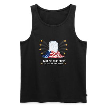 Land of the Free,Because of the Brave - Débardeur bio Premium Homme - noir - Devant - Michal (187cm)