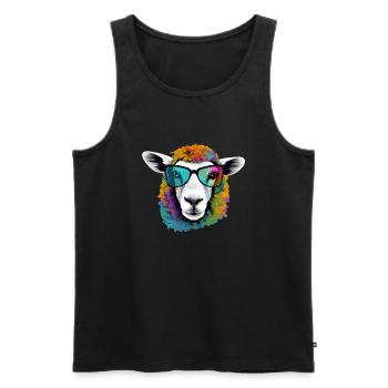 Mimou the sheep - Men's Premium Organic Tank Top - black - Front - AI Model Male 178 light (178cm)