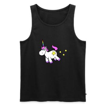 Rosa Cartoon Einhorn beim Pupsen von Sternen - Männer Premium Bio Tank Top - Schwarz - Vorne - Michal (187cm)