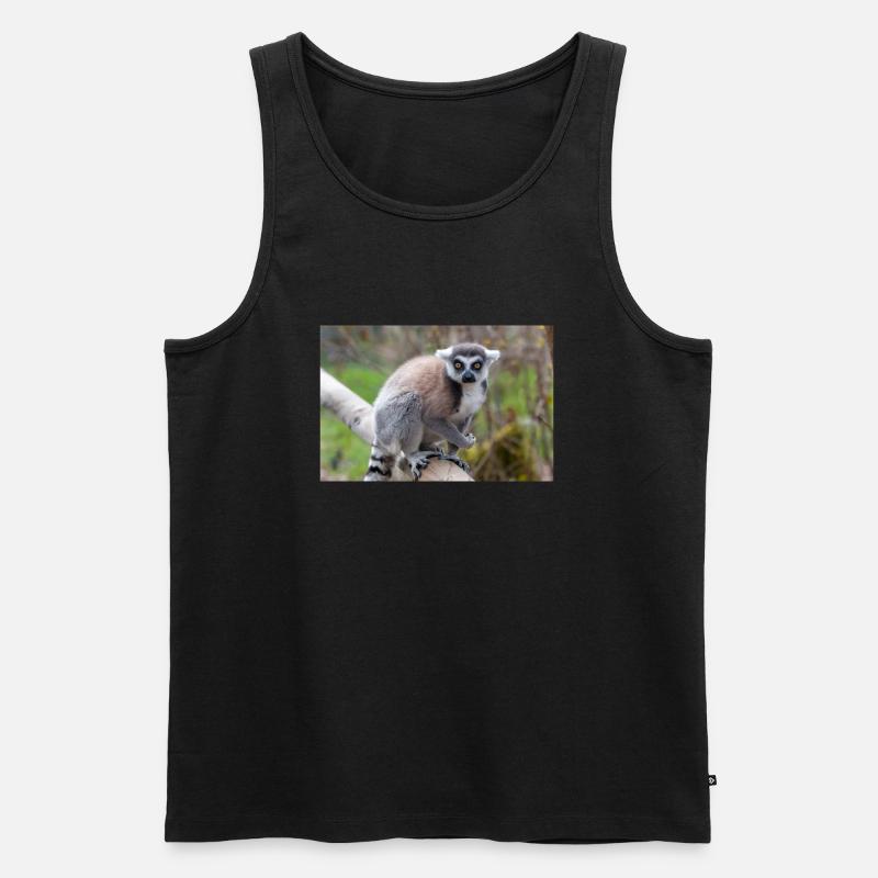 Kattas Lemur catta - Männer Premium Bio Tank Top - Schwarz