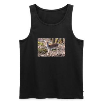 Fallow Deer (in german Damwild or Damhirsch) Dama - Men's Premium Organic Tank Top - black - Front - AI Model Male 178 light (178cm)