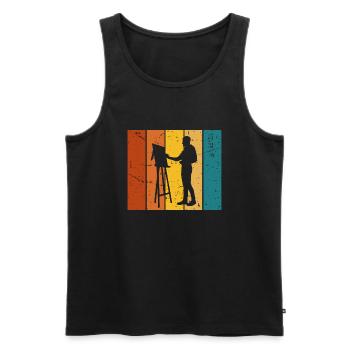 Peintre cadeau Vintage - Débardeur bio Premium Homme - noir - Devant - Michal (187cm)