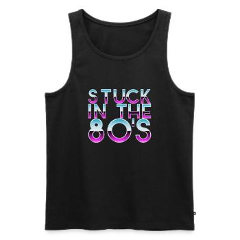 Retro Synthwave Sunset Logo - Men's Premium Organic Tank Top - black - Front - AI Model Male 178 light (178cm)