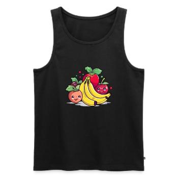 Fruits kawaii n°2 - Débardeur bio Premium Homme - noir - Devant - Michal (187cm)