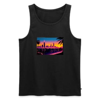 Sunset City - Männer Premium Bio Tank Top - Schwarz - Vorne - Michal (187cm)