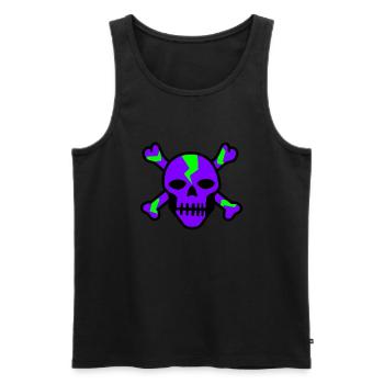 Vibrant Violet Skull with Green Bolts - Men's Premium Organic Tank Top - black - Front - AI Model Male 178 light (178cm)