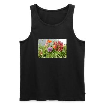 Blumengarten live, - Männer Premium Bio Tank Top - Schwarz - Vorne - AI Model Male 178 light (178cm)
