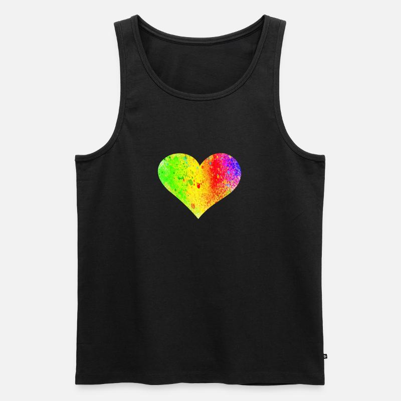 Regenbogen Herz - Männer Premium Bio Tank Top - Schwarz