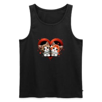 CAT HUMOR DRÖLES GIFT KITTEN LOVE CATS CAT - Men's Premium Organic Tank Top - black - Front - AI Model Male 178 light (178cm)