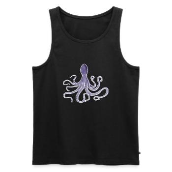 "Octopus", Boho Line Art Design, Series "Ocean" - Men's Premium Organic Tank Top - black - Front - AI Model Male 178 light (178cm)