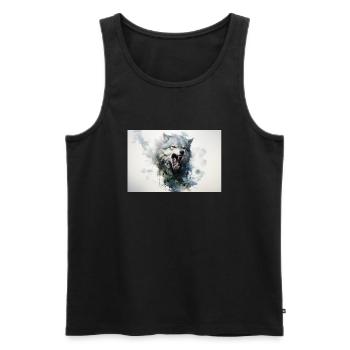 Bozkurt - loup gris abstrait - Débardeur bio Premium Homme - noir - Devant - AI Model Male 178 light (178cm)