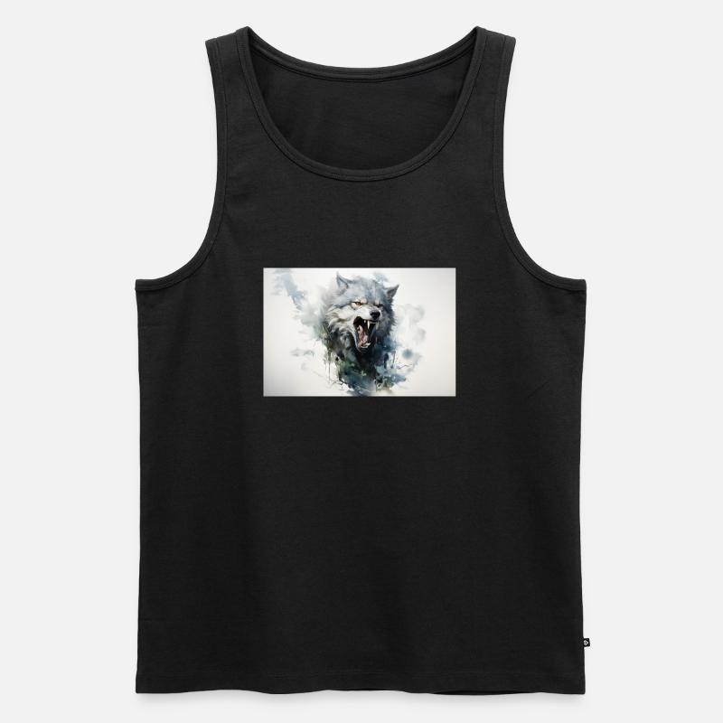 Bozkurt - grauer Wolf abstrakt - Männer Premium Bio Tank Top - Schwarz
