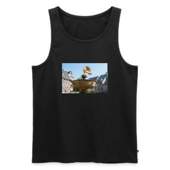 historischer Brunnenmarkt Goslar (Marktbrunnen) - Männer Premium Bio Tank Top - Schwarz - Vorne - AI Model Male 178 light (178cm)