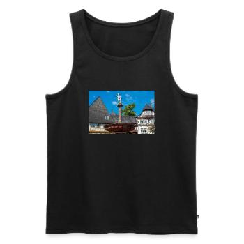 Brunnen auf historischem Marktplatz Goslar - Männer Premium Bio Tank Top - Schwarz - Vorne - AI Model Male 178 light (178cm)