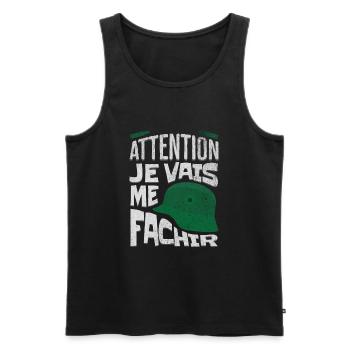 Attention je vais me fachir la 7ème compagnie - Débardeur bio Premium Homme - noir - Devant - Michal (187cm)