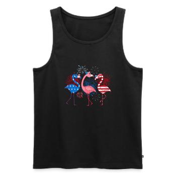 4th Of July American Flag Flamingo Independence - Men's Premium Organic Tank Top - black - Front - Michal (187cm)