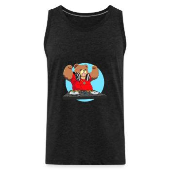 DJ Bear Loco Animal Squad - Débardeur bio Premium Homme - charbon - Devant - Alexander (188cm)