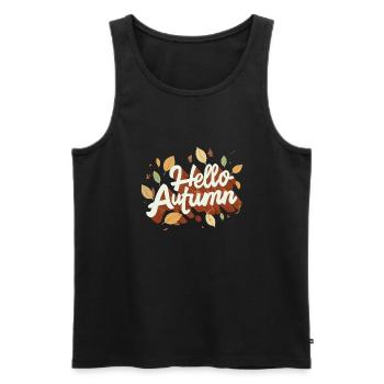 Hello Autumn Herbst Blätter - Männer Premium Bio Tank Top - Schwarz - Vorne - AI Model Male 178 light (178cm)