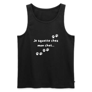 Je squatte chez mon chat - Débardeur bio Premium Homme - noir - Devant - Michal (187cm)