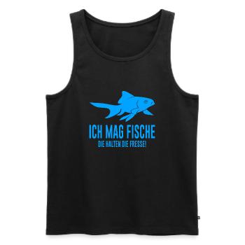 Angler Fische lustiger Spruch - Männer Premium Bio Tank Top - Schwarz - Vorne - Michal (187cm)