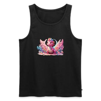 Niedlicher Drache, bunt, Fantasy, Kind, Geschenk - Männer Premium Bio Tank Top - Schwarz - Vorne - Michal (187cm)