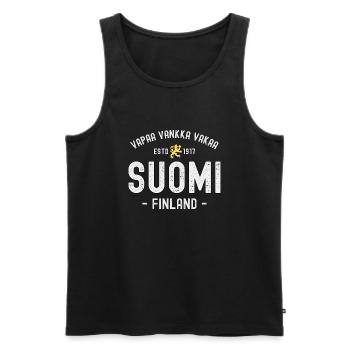Free Solid Stable Finnland seit 1917 - Männer Premium Bio Tank Top - Schwarz - Vorne - AI Model Male 178 light (178cm)