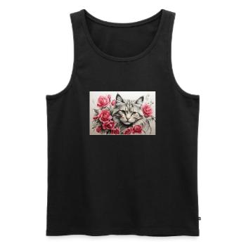Love-cat - Männer Premium Bio Tank Top - Schwarz - Vorne - Michal (187cm)