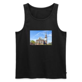 Nouvelle église (Nieuwe Kerk) à Katwijk aan zee - Débardeur bio Premium Homme - noir - Devant - Michal (187cm)