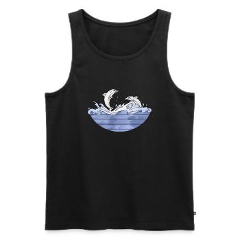 Delphine - Männer Premium Bio Tank Top - Schwarz - Vorne - Michal (187cm)