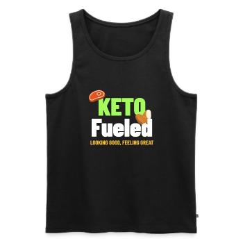 Keto Fueled Looking Good Feeling Great - Men's Premium Organic Tank Top - black - Front - AI Model Male 178 light (178cm)