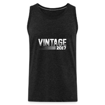 Vintage 2017 Birthday Retro 2017 - Men's Premium Organic Tank Top - charcoal grey - Front - Alexander (188cm)