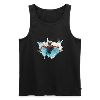 La natation est un sport très sain - Débardeur bio Premium Homme - noir - Devant - Michal (187cm)