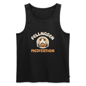 Fellnasen Meditation - Meerschweinchen Meditieren - Männer Premium Bio Tank Top - Schwarz - Vorne - AI Model Male 178 light (178cm)