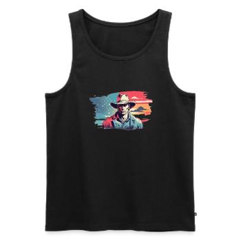 cow-boy vintage - Débardeur bio Premium Homme - noir - Devant - Michal (187cm)